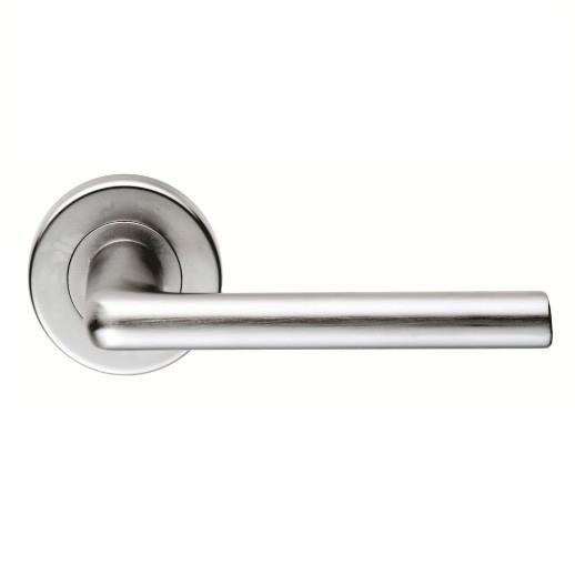 Carlisle SZC010SC Serozzetta Uno Lever Handle On Round Rose Set; 51mm Diameter Rose; 8mm Thick Rose; Satin Chrome Plated (SCP)