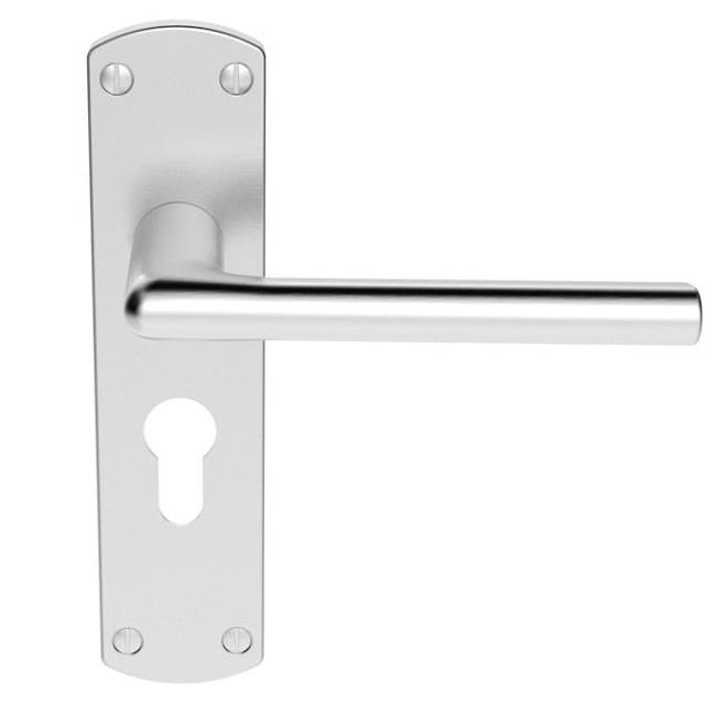 Carlisle SZC011YSC Serozzetta Uno Lever Handle Euro Profile Lock Set; 170 x 42mm Backplate; 47.5mm Centres; Satin Chrome Plated (SCP)