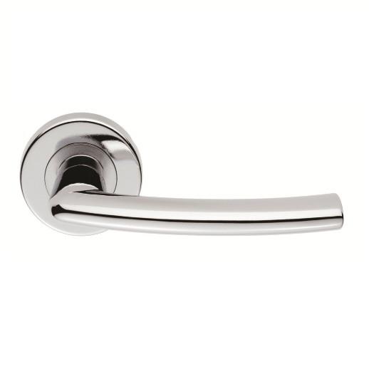 Carlisle SZC020CP Serozzetta Dos Lever Handle On Round Rose Set; 51mm Diameter Rose; 8mm Thick Rose; Polished Chrome Plated (CP)