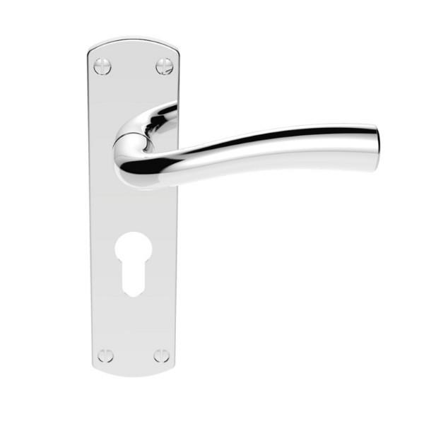 Carlisle SZC051YCP Serozzetta Cinco Lever On Plate Euro Profile Lock Set; 170 x 42mm Backplate; Polished Chrome Plated (CP)