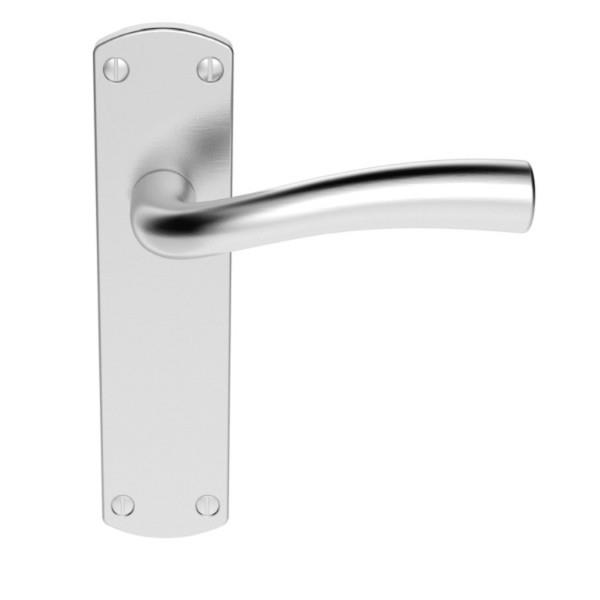Carlisle SZC052SC Serozzetta Cinco Lever Handle On Plate Latch Set; 170 x 42mm Backplate; Satin Chrome Plated (SCP)