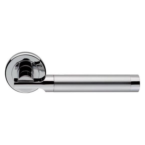 Carlisle Brass SZM110SCCP Azul Serozzetta  M Lever Handle On Rose Set; 50mm Diameter Rose; Satin Chrome Plated/Polished Chrome Plated (SCP)(CP) Mixed Finish