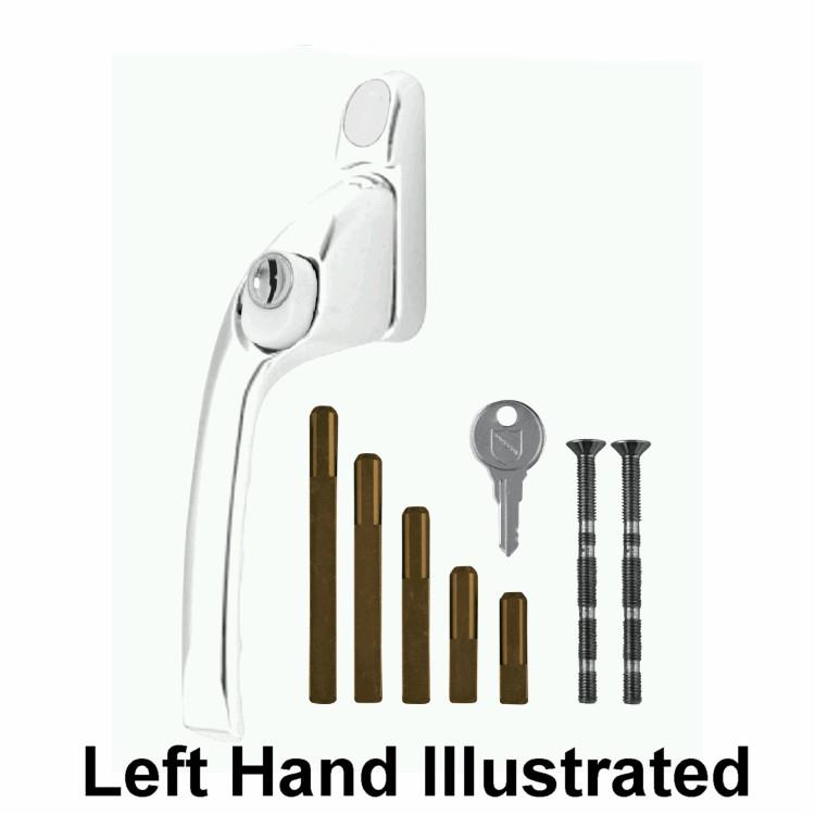 Chameleon 30005 Adaptable Offset Window Espag Handle; Supplied With 5 Spindle Lengths; Lockable; Right Hand (RH); White (WH)