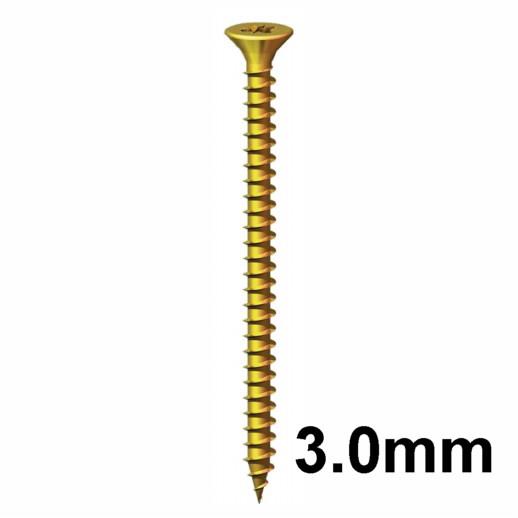 Timco Solo Chippy Screw; Countersunk Pozi; Single Thread; 3.0 x 12mm; Zinc And Yellow Passivated (ZYP)