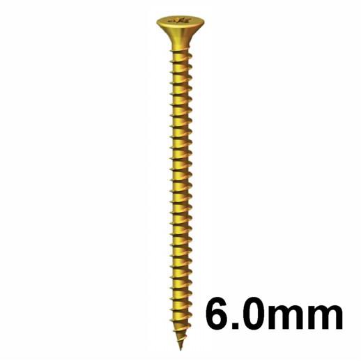 Chippy Screw Countersunk Pozi; Single Thread; Zinc & Yellow Passivated (ZYP); 6.0 x 40mm