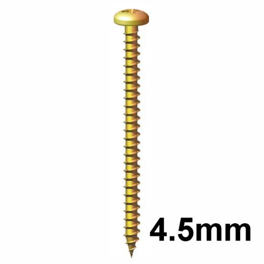 Timco Solo Chippy Screw; Pozi Pan Head; Single Thread; Zinc And Yellow Passivated (ZYP); 4.5 x 30mm; Box (200)