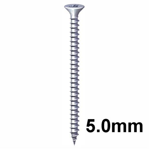 Timco Chippy Screw Countersunk Pozi; Single Thread; Zinc Plated (ZP); 5.0 x 25mm; Box (200)