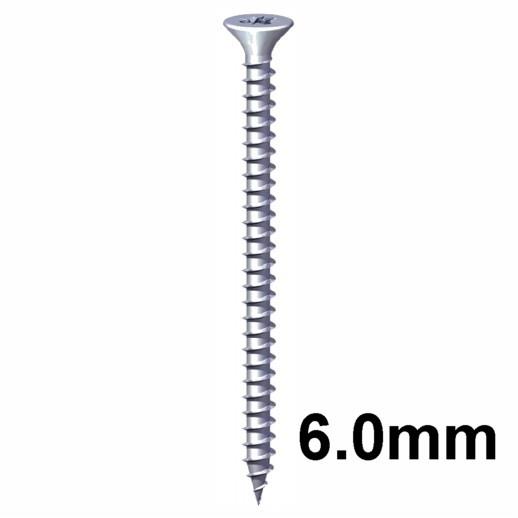 Timco Chippy Screw Countersunk Pozi; Single Thread; Zinc Plated (ZP); 6.0 x 50mm