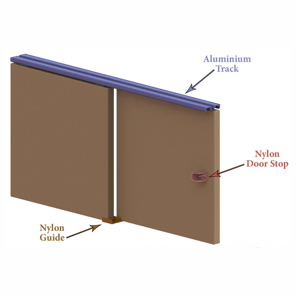 Coburn 06024 Double 60 Wardrobe Sliding Door Gear; Two Doors Within 1200mm Opening; Door Thickness 22mm - 35mm; 27 kg Maximum