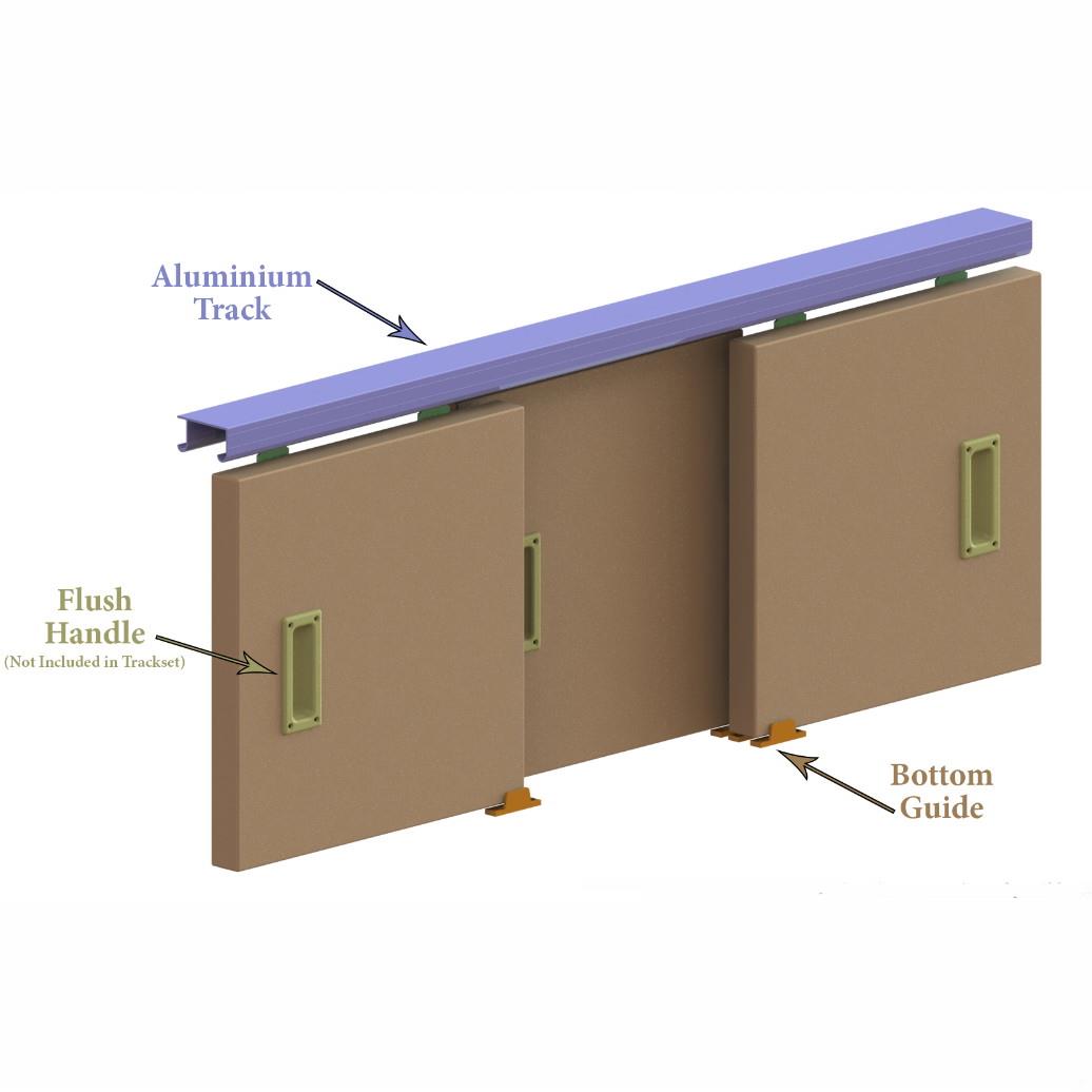 Coburn 06054 Double 60X Wardrobe Sliding Door Gear; Two Doors Within 1200mm Opening; Door Thickness 36mm - 44mm; 27 kg Maximum Per Door