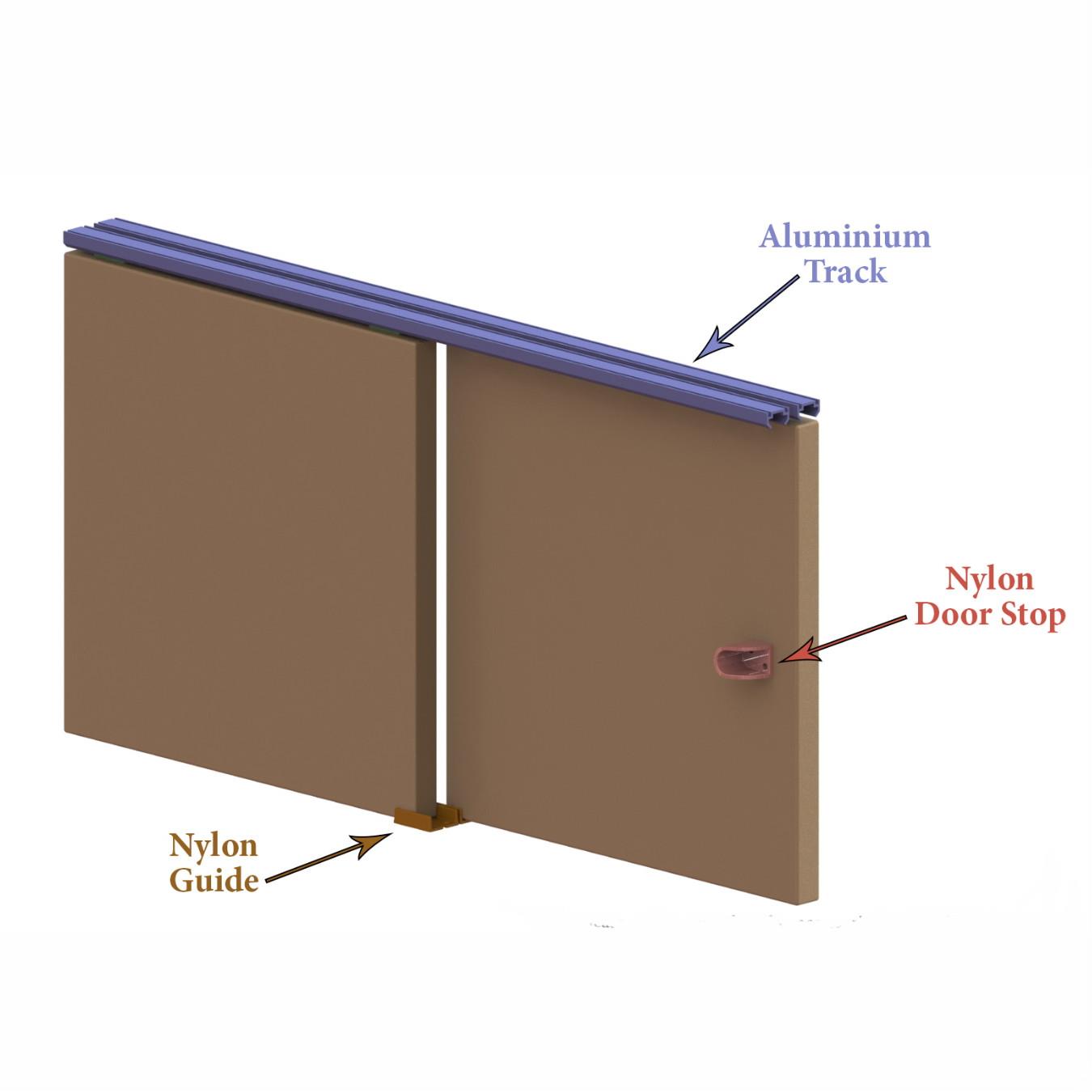 Coburn 06004 Twin 60 Wardrobe Door Gear; 2 Doors; 1200mm Opening; Door thickness 16 to 40mm; 27 kg Per Door Maximum