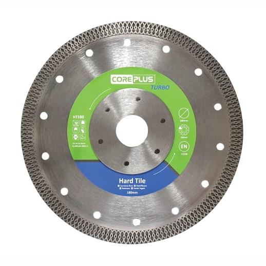 CorePlus CORDBHT180 Hard Tile Continuous Rim PleXXus Turbo Sintered Diamond Blade; 180mm Diameter; 25.4mm Bore; 10mm Segment Height; 1.4mm Segment Width