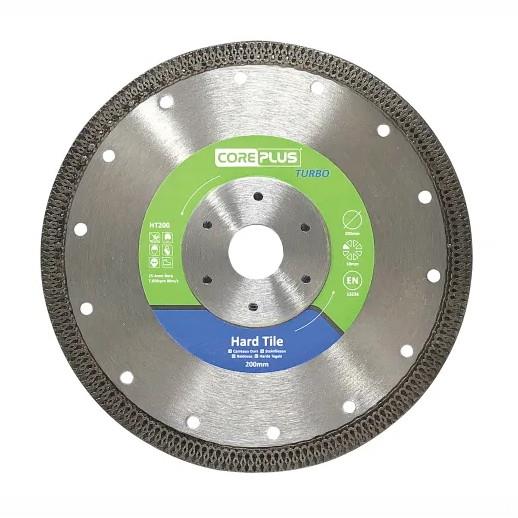 CorePlus CORDBHT200 Hard Tile Continuous Rim PleXXus Turbo Sintered Diamond Blade; 200mm Diameter; 25.4mm Bore; 10mm Segment Height; 1.4mm Segment Width