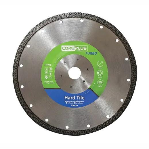 CorePlus CORDBHT250 Hard Tile Continuous Rim PleXXus Turbo Sintered Diamond Blade; 250mm Diameter; 25.4mm Bore; 10mm Segment Height; 1.6mm Segment Width