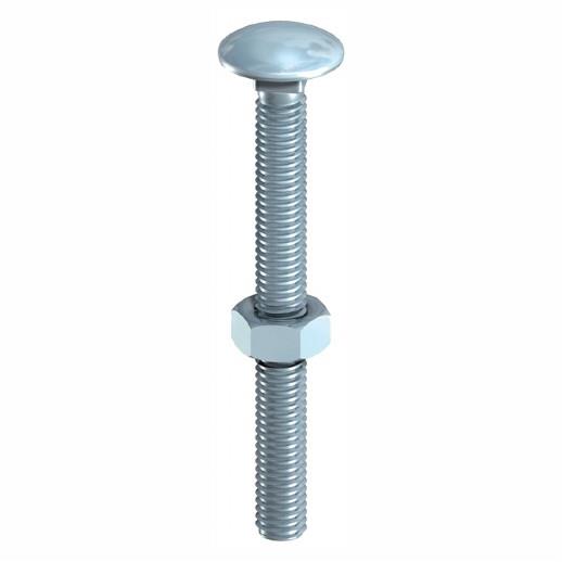 Cup Square Carriage Bolts And Nuts; Zinc Plated (ZP); M8 x 40mm; Fully Threaded (FT)