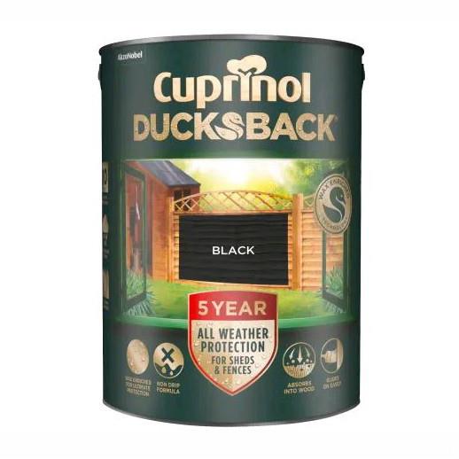 Cuprinol Ducksback; 5 Year Waterproof For Shed And Fence; 5 Litre; Black (BK)