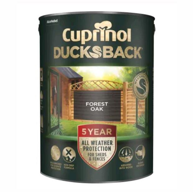 Cuprinol Ducksback; 5 Year Waterproof For Shed And Fence; 5 Litre; Forest Oak (FO)