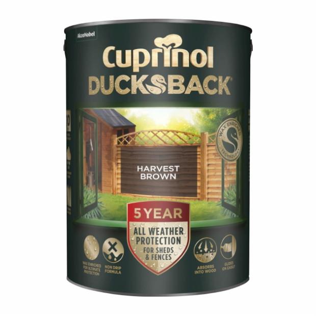 Cuprinol Ducksback; 5 Year Waterproof For Shed And Fence; 5 Litre; Harvest Brown (HB)