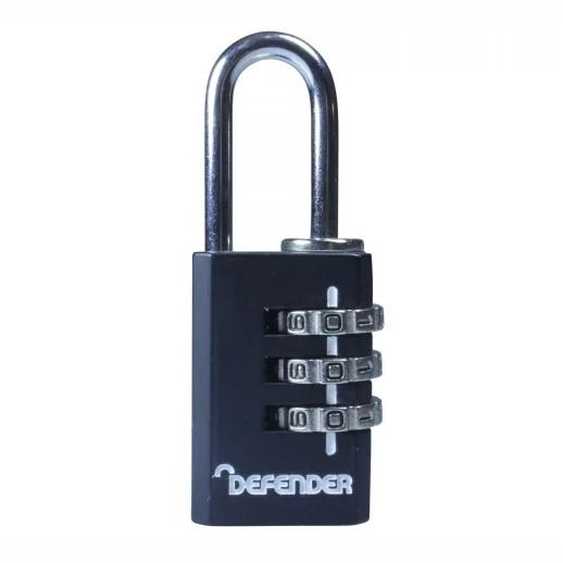 Defender DFCOMBI20 Black Diecast Combination Padlock; 3 Wheel; 20mm