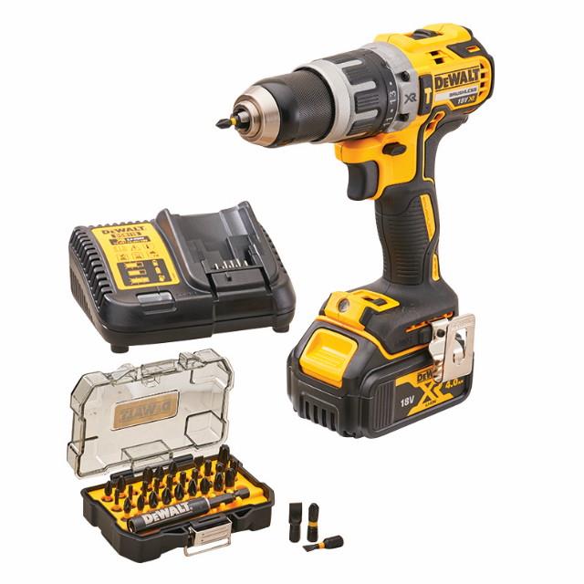 Dewalt DCD796M1A Brushless Combi Drill; 18 Volt; 1 x 4.0Ah Lithium Ion Battery & Charger; Free Screwdriver Bit Set