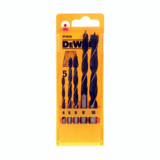 Dewalt DT4535 Brad Point Wood Drill Bit Set; 5 Piece; (4.0; 5.0; 6.0; 8.0 and 10.0mm)