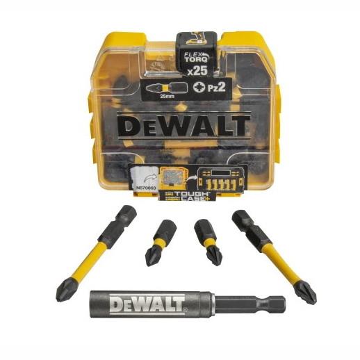Dewalt DT70591T-QZ 25 Piece PZ2 Impact Screwdriver Bits Box; 20 PZ2 x 25mm + 5 PZ2 x 50mm; With Drive Holder