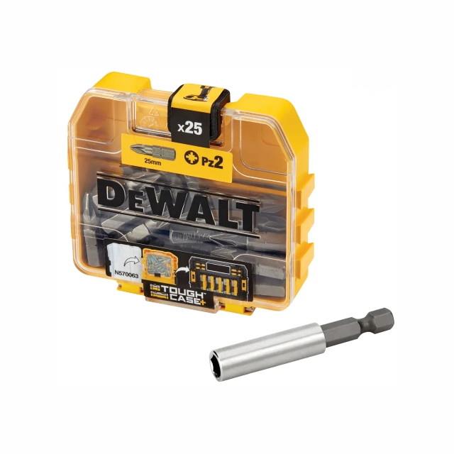 Dewalt DT71521 Screwdriver Bit; PZ2 x 25mm; Tough Case Pack (25); Added Value Magnetic Bit Holder