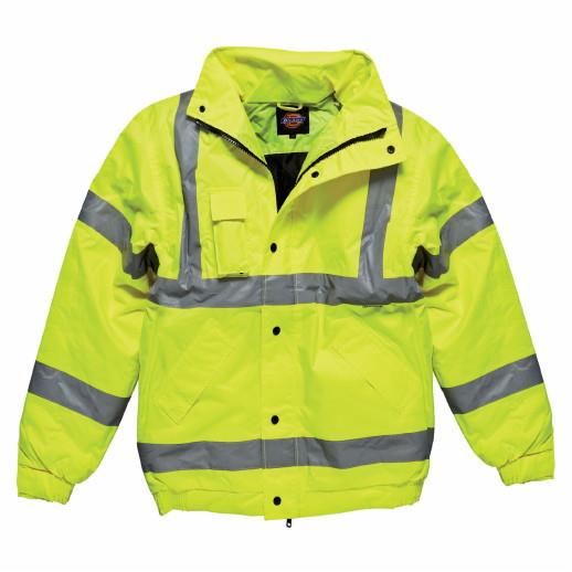 Dickies SA22050 High Visibility Bomber Jacket; Coated Polyester; Polyester Lining; Hi-Vis Saturn Yellow (YEL); Extra Extra Large ((XXL)(2XL)