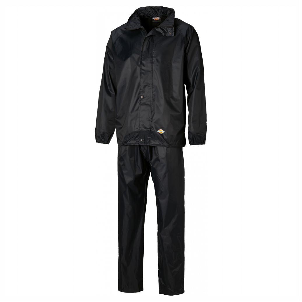 Dickies WP10050 Vermont Jacket & Trousers Suit; 100% Polyester PVC Waterproof Fabric With Taped Seams; Black (BK); 3 Extra Large (XXXL)(3XL)