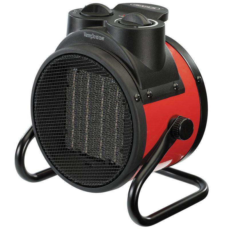 Draper ESH2000PTC Electric Space Heater; 6,800 BTU/2 kW; 2 Heating Modes Plus Fan; Up To 60 cu. ft Heating Area