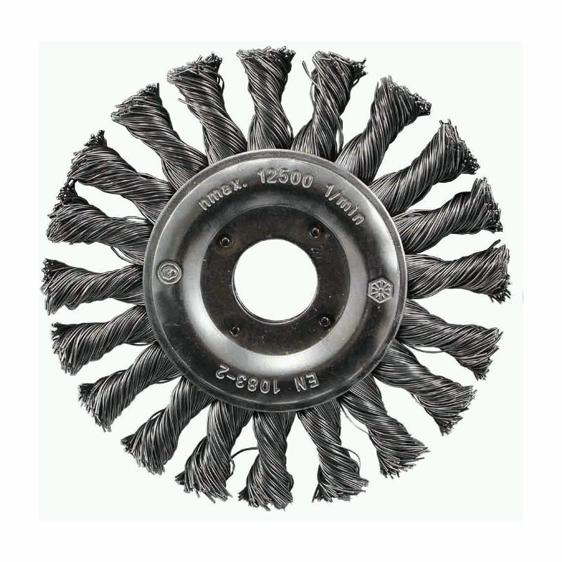 Dronco RBZ Twist-Knotted Wire Wheel Brush; Max.12,500rpm; Steel 0.5; 125 x 22.23