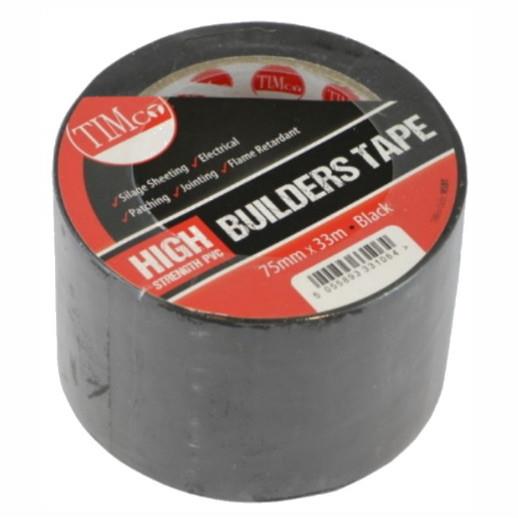 Timco High Strength Builders Tape; Black (BK); 75mm x 33m