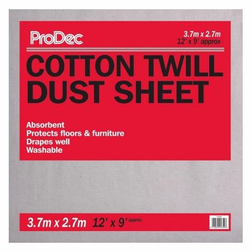 Prodec 129SQB Super Twill Dust Sheet; 12' x 9' (3.6 x 2.7m)