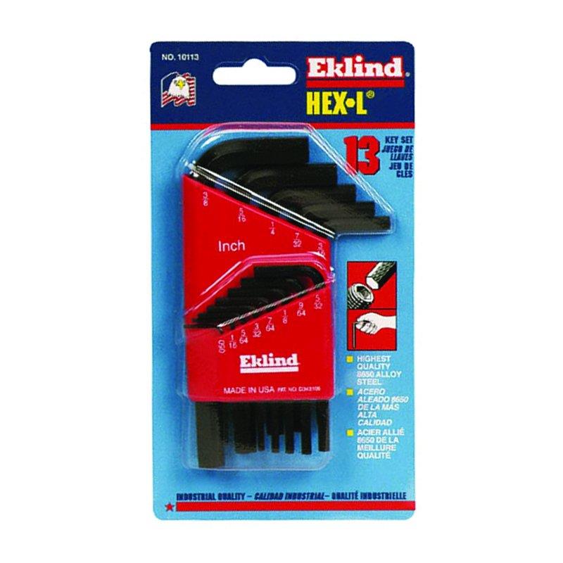 Eklind® 10113 Hex-L® Imperial Hex Key Set; Short Series; 13 Keys: 0.050; 1/16; 5/64; 3/32; 7/64; 1/8; 9/64; 5/32; 3/16; 7/32; 1/4; 5/16; 3/8 Inch & Holder