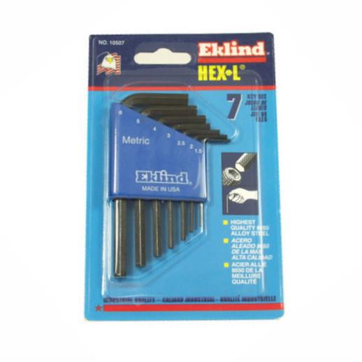 Eklind® 10507 Hex-L® Metric Hex Key Set; Short Series; 7 Keys: 1.5; 2; 2.5; 3; 4; 5; 6mm & Holder