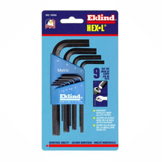 Eklind® 10509 Hex-L® Metric Hex Key Set; Short Series; 9 Keys: 1.5; 2; 2.5; 3; 4; 5; 6; 8; 10 mm & Holder