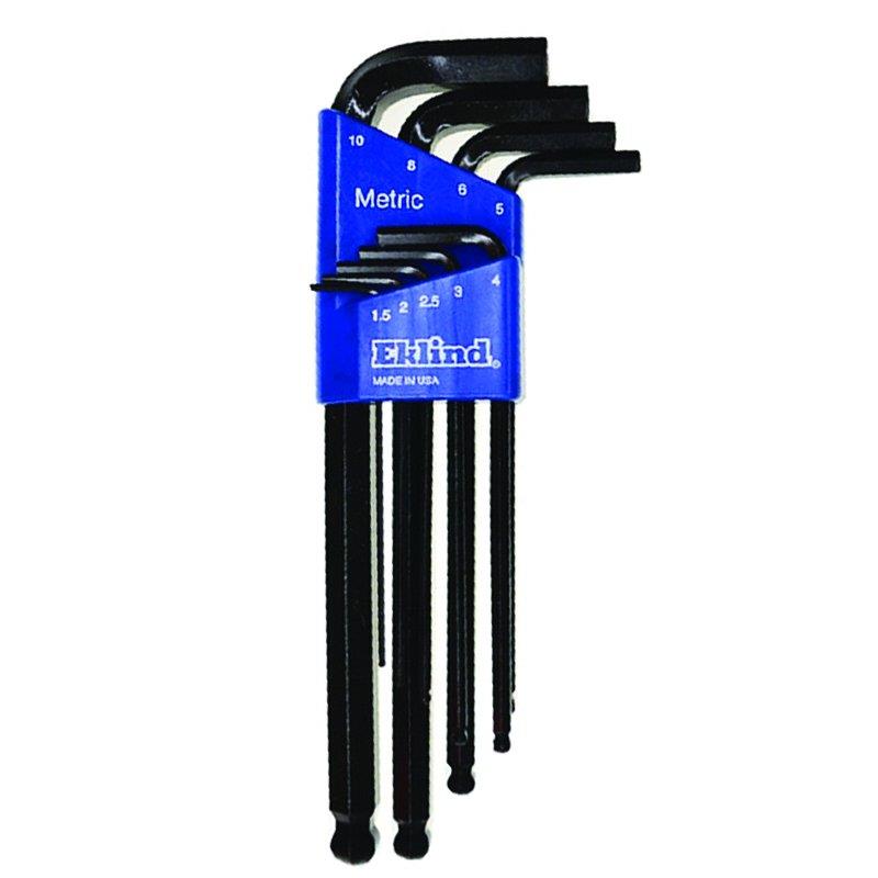 Eklind® 13609 Ball-Hex-L™ Metric Hex Key Set; Long Series; 9 Keys: 1.5; 2; 2.5; 3; 4; 5; 6; 8; 10mm & Holder