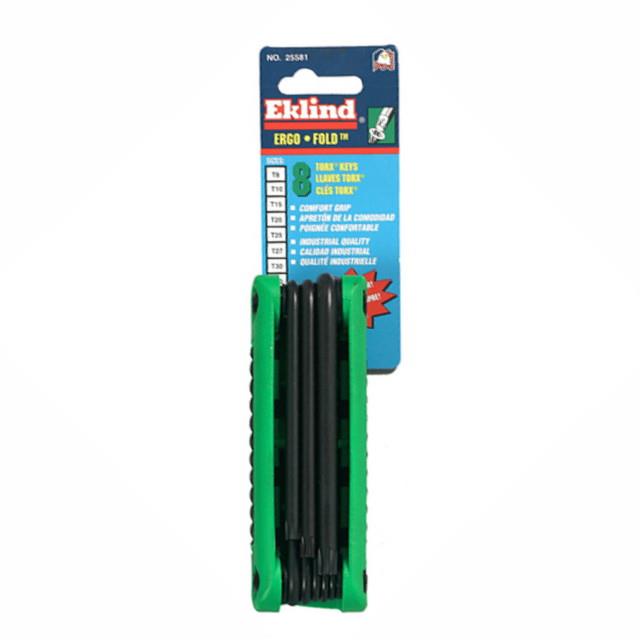 Eklind® 25581 Ergo-Fold™ Fold-up Torx® Series Set; 8 Keys: T8; T10; T15; T20; T25; T27; T30; T40 & Ergonomic Handle