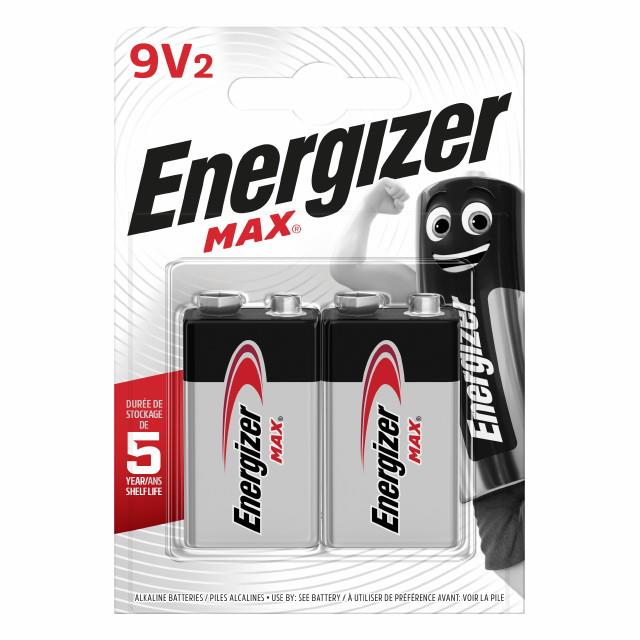 Energizer Max 6LR61 Battery 9 Volt Cell; Pack (2)