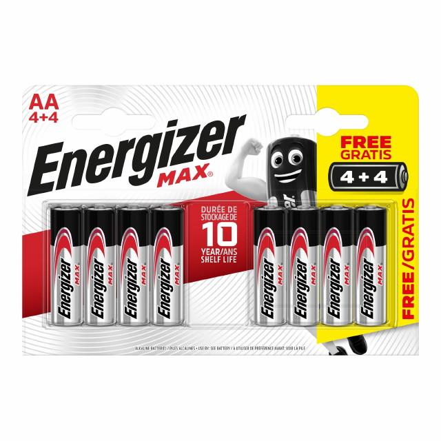 Energizer Max LR6 Battery 'AA' Cell; Pack (8)