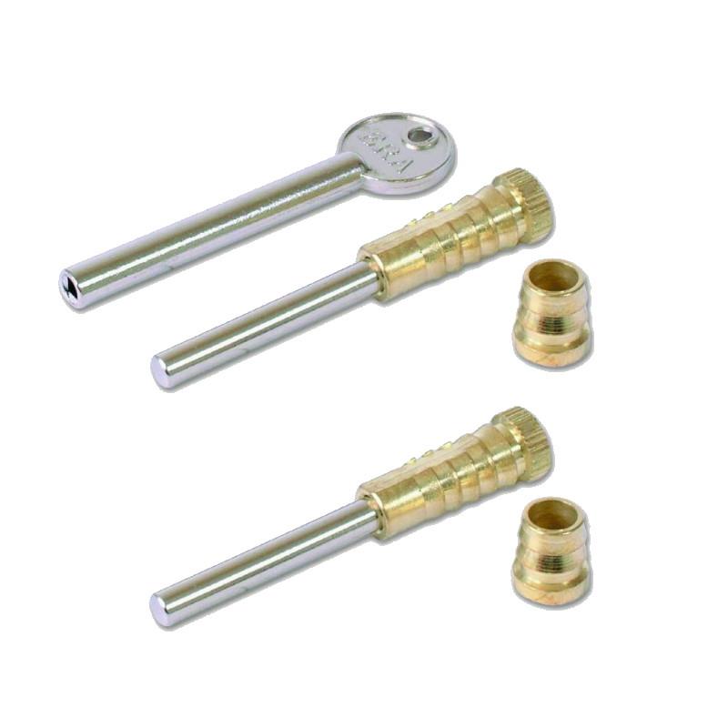 ERA 826-32 Sliding Sash Window Bolts (Dual Screws) & Key; Polished Brass (PB); Pack (2+1)