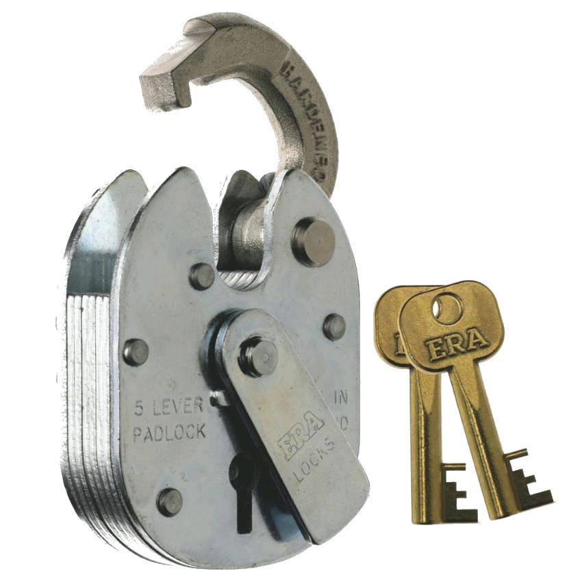 ERA 975-91 5 Lever Close Shackle Padlock; Complete With 2 Keys; 64mm (2 1/2