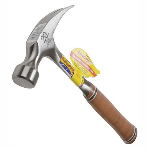 Estwing E20S Straight Claw Hammer; Leather Grip; 20 oz.