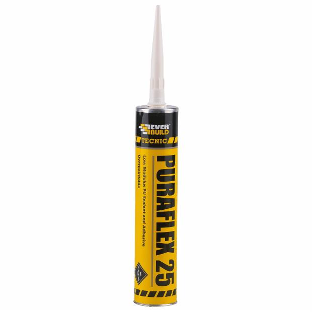 Everbuild PuraFlex 25 Polyurethane Sealant; Black (BK); 300ml C3