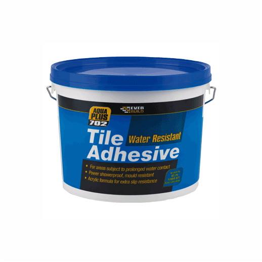 Everbuild Aqua Plus 702 Water Resistant Tile Adhesive; 7.5 kg / 5 Litre
