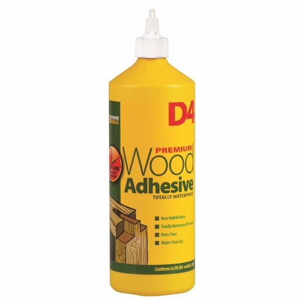 Everbuild D4; Solvent Free Waterproof Wood Adhesive; Grade D4; 1 Litre