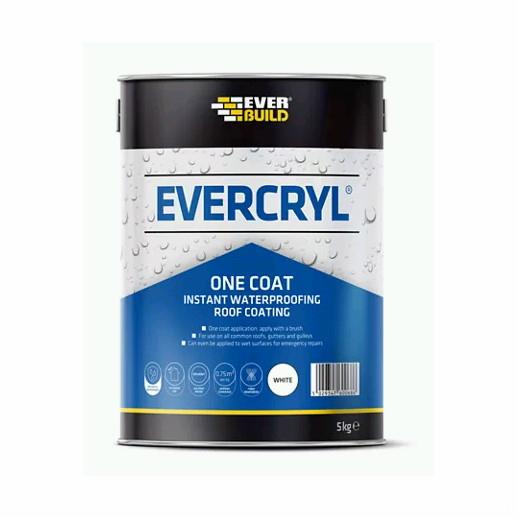 Everbuild Evercryl One Coat Resin Based; Fibre Re-Enforced Roof Repair Compound; Grey (GR); 1.0kg