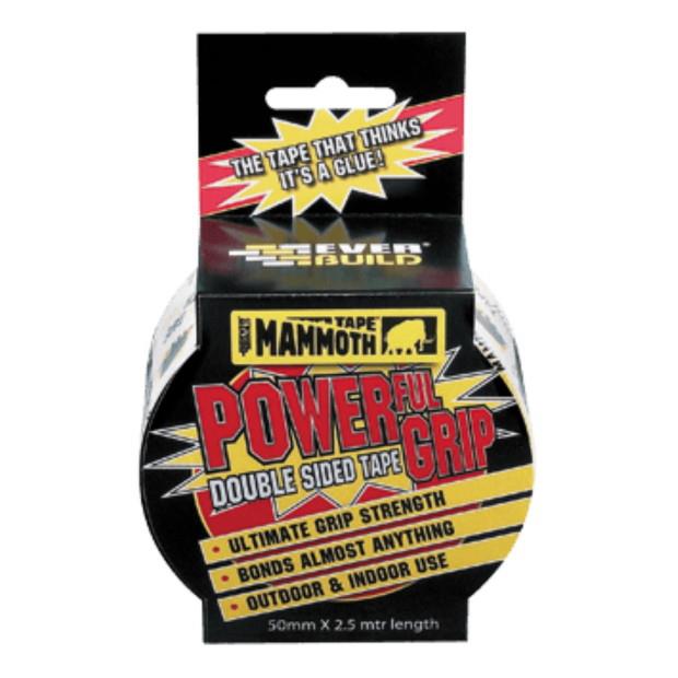 Mammoth Powergrip Double Sided Tape; 25mm x 2.5 Metre