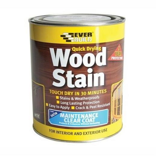 Everbuild Quick Drying Wood Stain; Maintenance Clear Coat (CL); 750ml