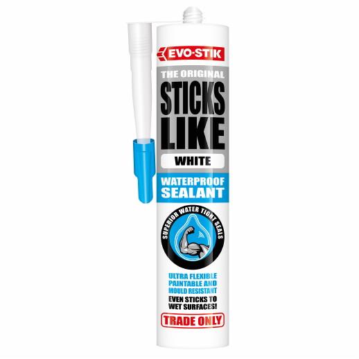 Evo-Stik Sticks Like Waterproof  Sealant; White (WH); 290ml (C3)